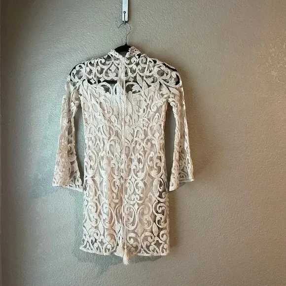 Free People Cream Lace Mini Dress - Picture 7 of 10